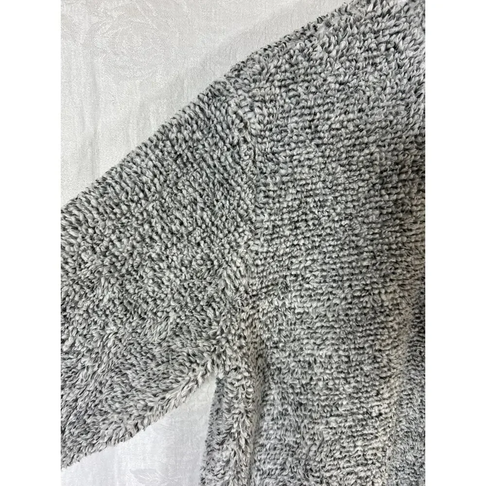 Soft Surroundings Sweatshirt Medium Gray Fuzzy Teddy Bear 1/4 Zip Pockets Cozy - Picture 5 of 11